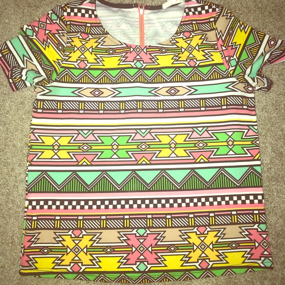 Colorful tribal Aztec top